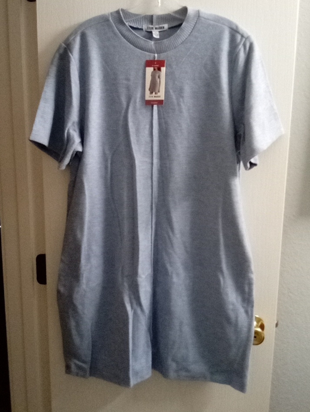 Steve Madden Light Blue Short Sleeve Knit Shift Dress